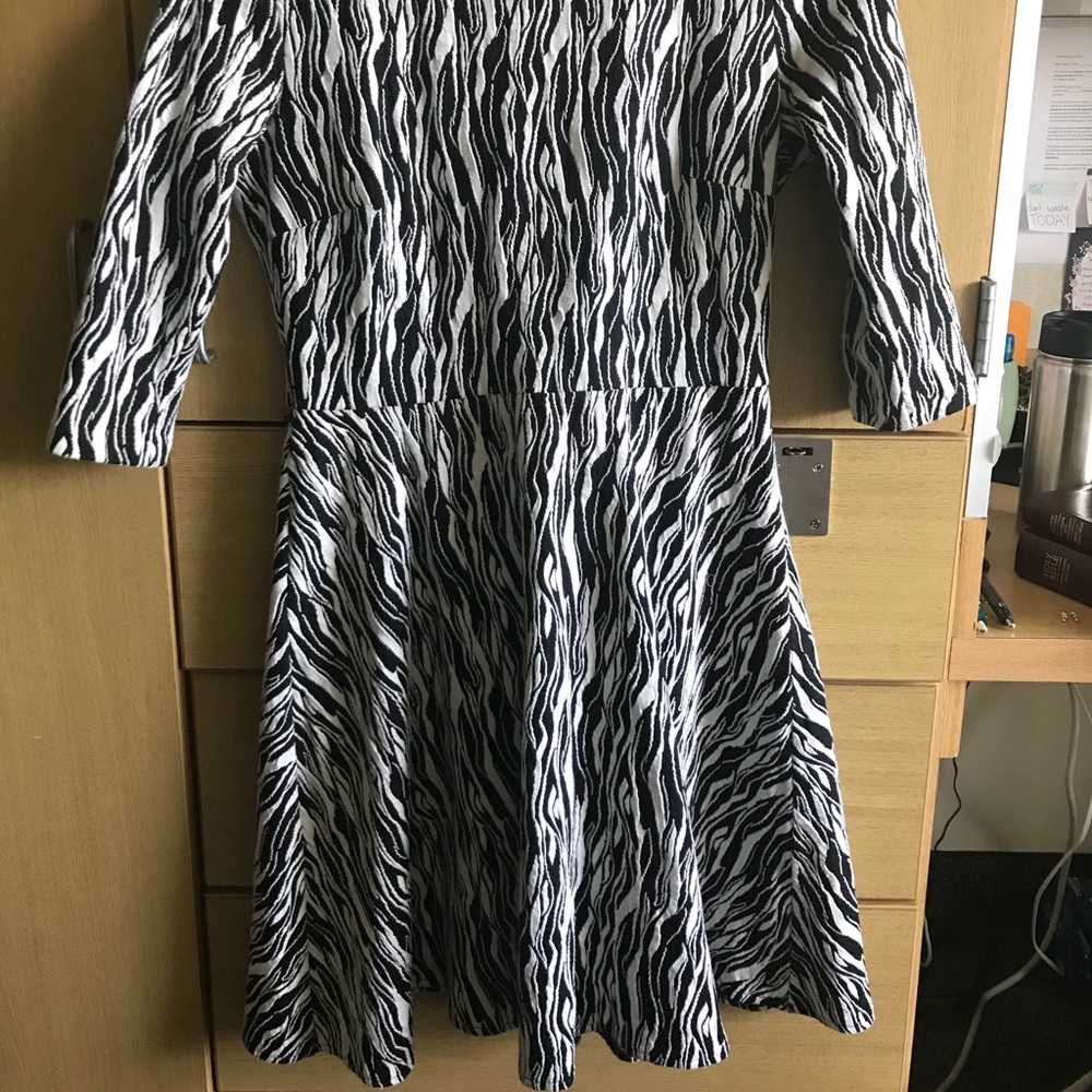 Black and White Patterned Flare Dress
